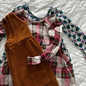 Hanna Andersson Multicolor Plaid and Floral Dress lot